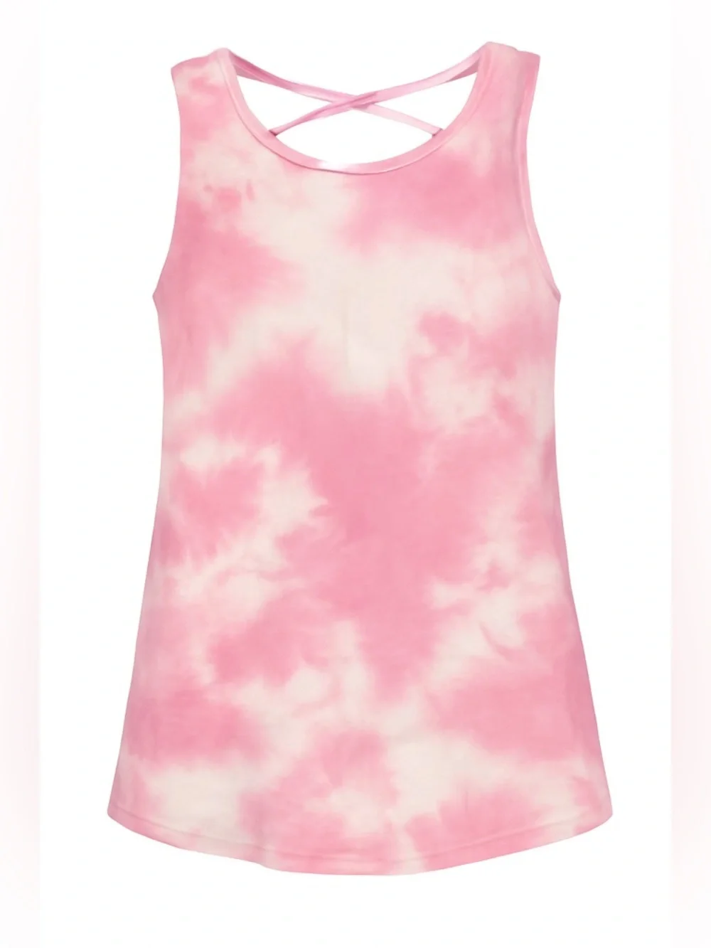 NWT Bixby Youth Girls Pink Tie Dye Tank Top Criss Cross Back - Size M/ 8-10